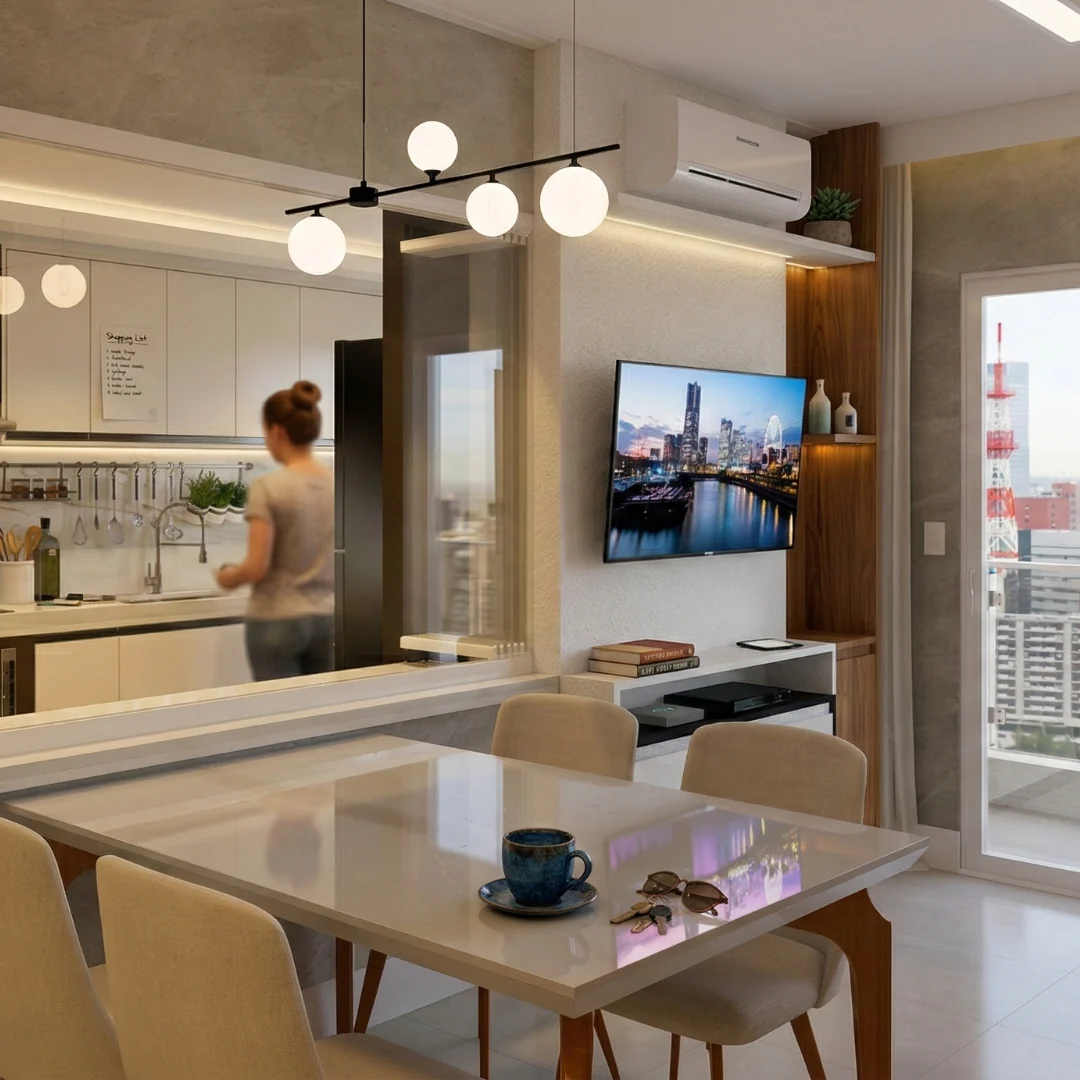 Cozinha integrada do Apartamento N|T, 82m², Belém/PA